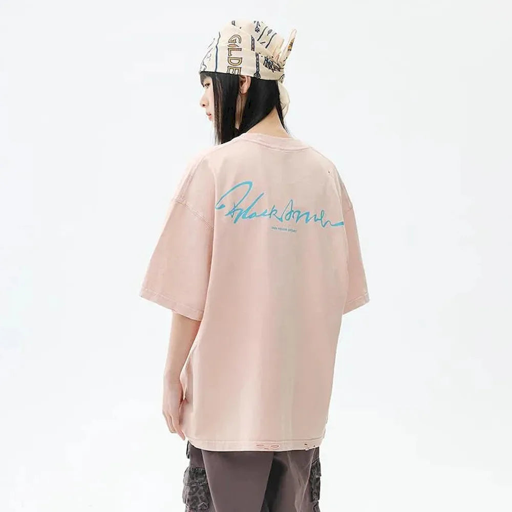 BLACKARMARA Unisex Casual T-Shirt,Bold Contrast Print,Signature Design,Relaxed Fit for Everyday&Summer