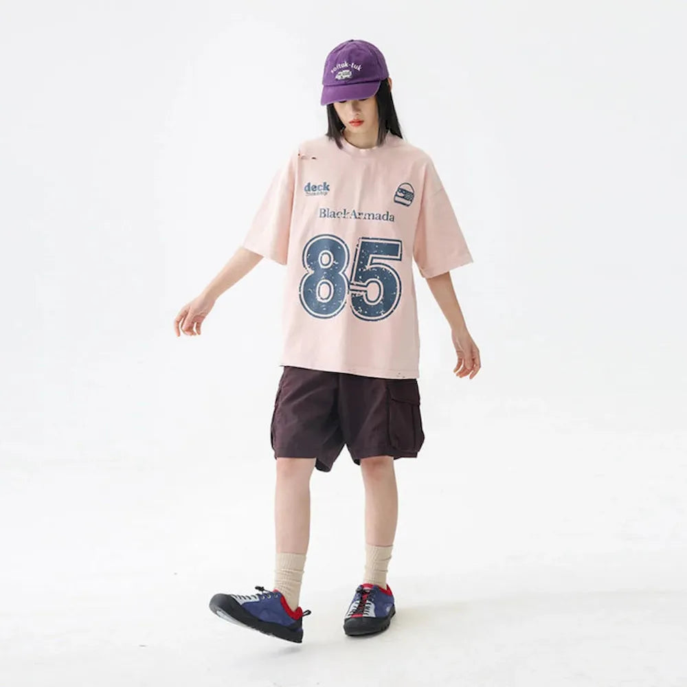 BLACKARMADA Retro "85" Foam Print Unisex T-Shirt - 100% Cotton Oversized Tee