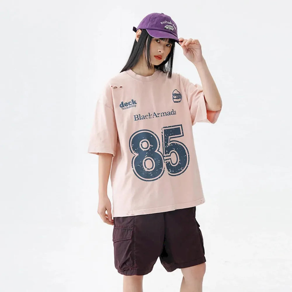 BLACKARMADA Retro "85" Foam Print Unisex T-Shirt - 100% Cotton Oversized Tee