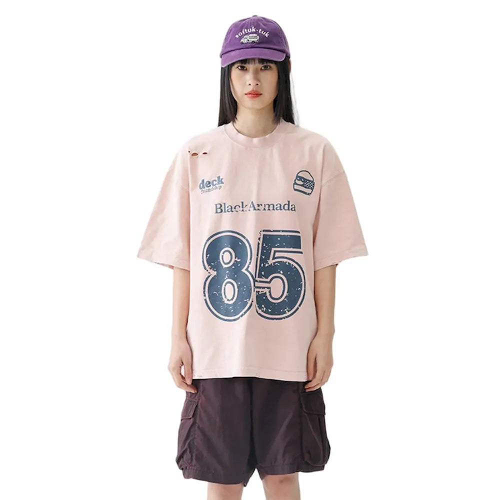 BLACKARMADA Retro "85" Foam Print Unisex T-Shirt - 100% Cotton Oversized Tee
