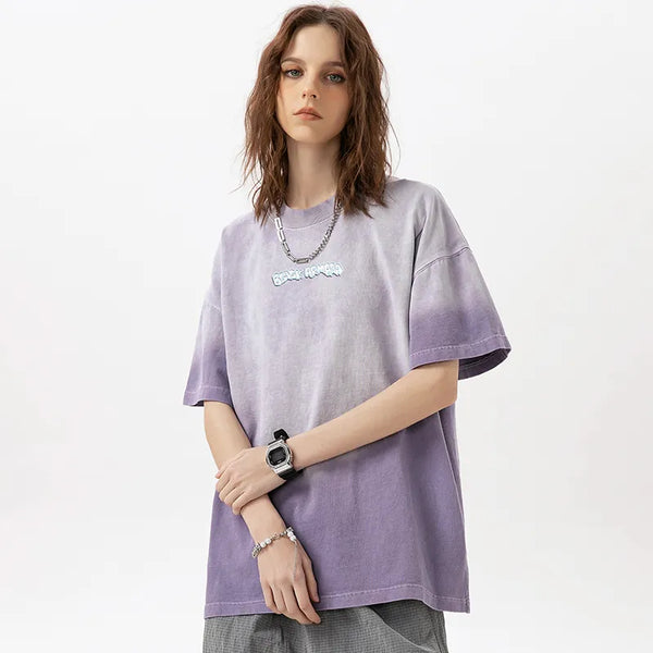 BLACKARMADA Unisex Oversized Gradient T-Shirt – 300G Heavy Cotton, Retro Streetwear Design