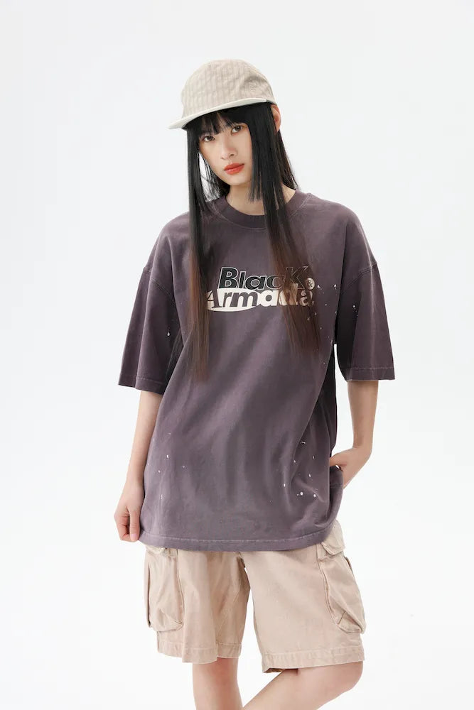 BLACKARMADA Unisex Oversized Cotton Tee - Retro Streetwear Design for Everyday Wear