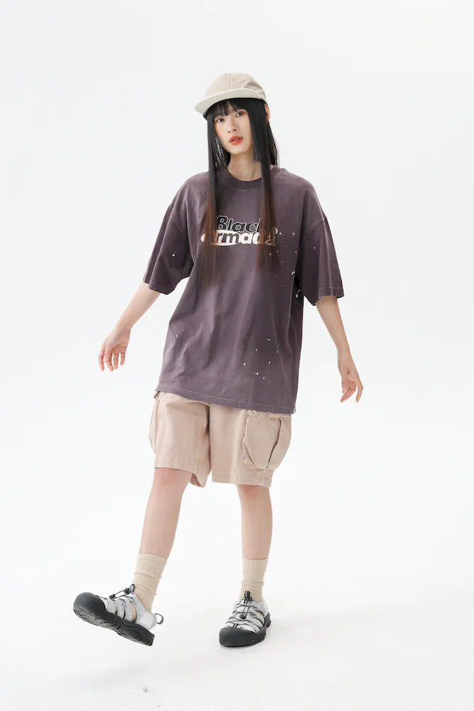BLACKARMADA Unisex Oversized Cotton Tee - Retro Streetwear Design for Everyday Wear