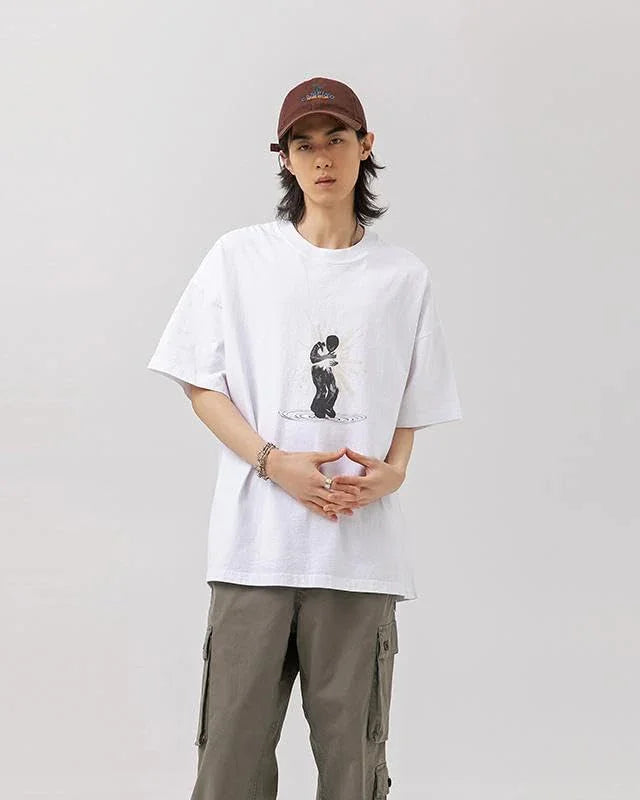 BLACKARMADA Unisex Heavyweight Oversized T-Shirt-100% Cotton, Night-Glo Graphic & Retro
