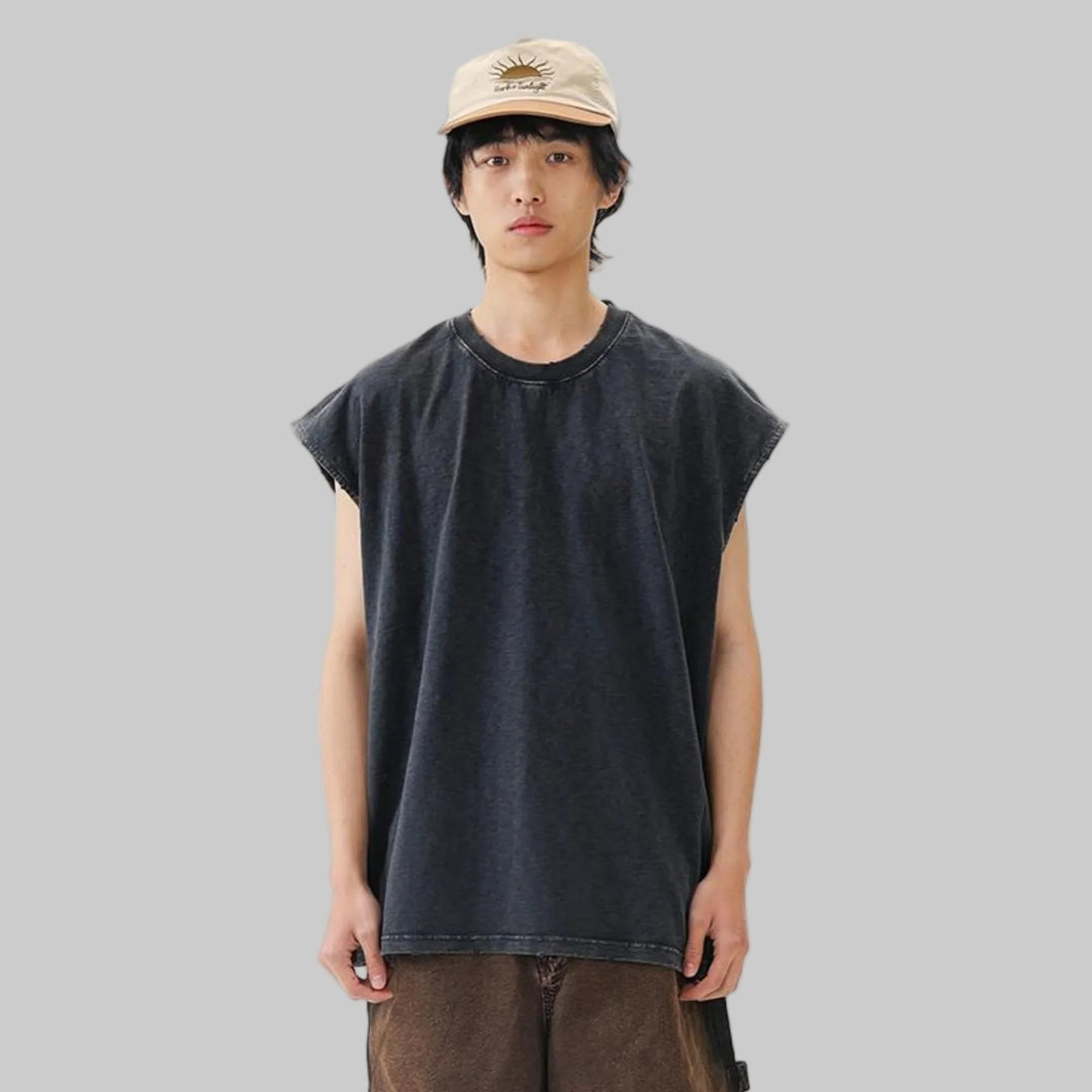 BLACKARMADA Unisex Vintage Sleeveless Tee | 100% Cotton Stone-Washed Oversized Shirt