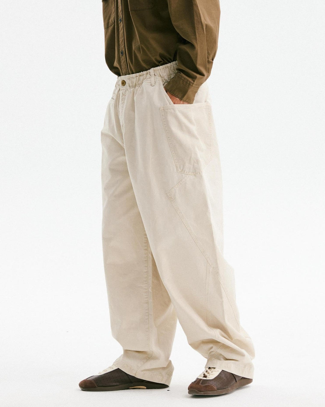 BLACKARMADA Vintage Curved Cargo Pants – Men & Women, Cotton, Adjustable Waist, Casual Workwear