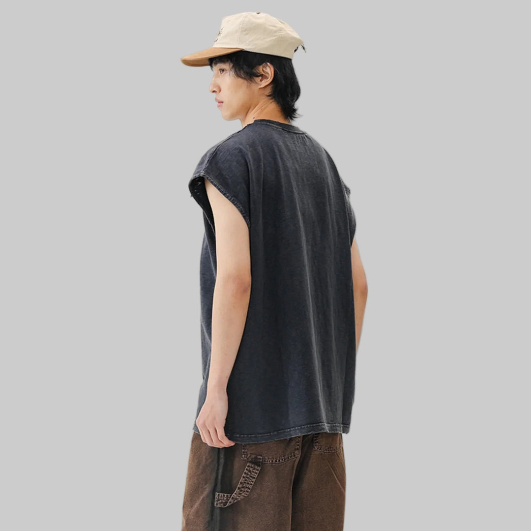 BLACKARMADA Unisex Vintage Sleeveless Tee | 100% Cotton Stone-Washed Oversized Shirt