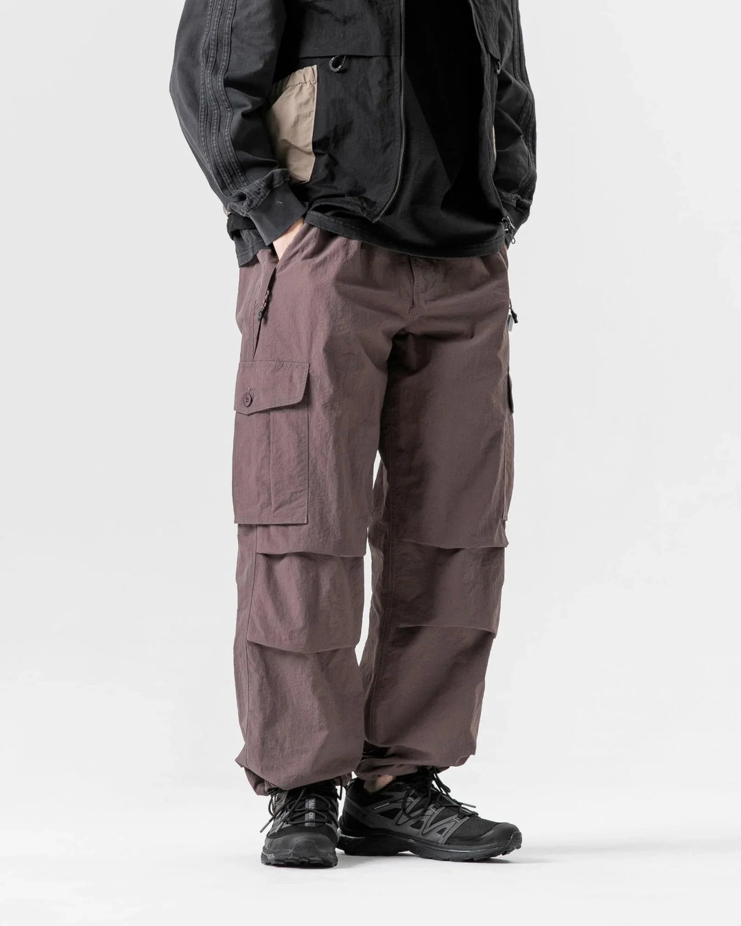 BLACKARMADA Unisex Parachute Cargo Pants ¨CQuick Dry Joggers Lightweight Waterproof Baggy Hiking & Work Pants for Men & Women