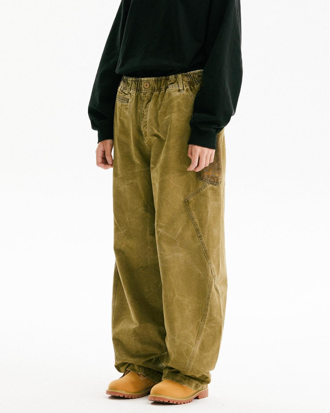 BLACKARMADA Vintage Curved Cargo Pants – Men & Women, Cotton, Adjustable Waist, Casual Workwear