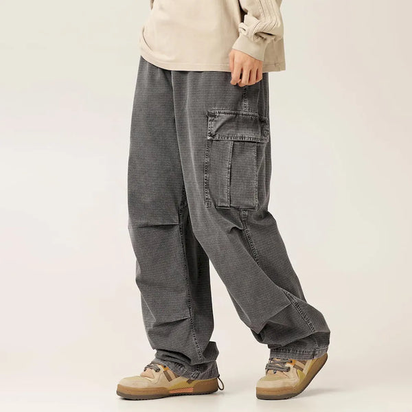 BLACKARMADA Unisex Baggy Cargo Pants – 100% Cotton, Wide Leg Work & Hiking Trousers