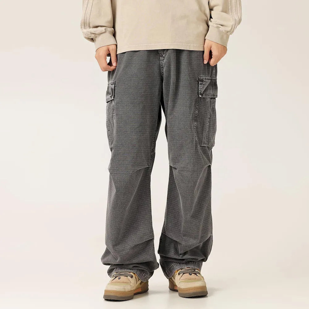 BLACKARMADA Unisex Baggy Cargo Pants – 100% Cotton, Wide Leg Work & Hiking Trousers
