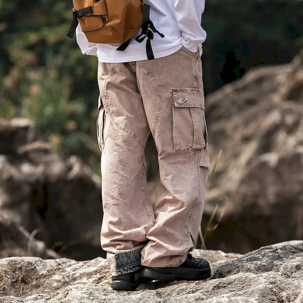 BLACKARMADA Unisex Baggy Cargo Pants – 100% Cotton, Wide Leg Work & Hiking Trousers