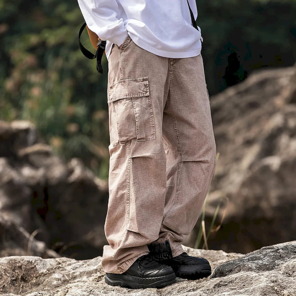BLACKARMADA Unisex Baggy Cargo Pants – 100% Cotton, Wide Leg Work & Hiking Trousers