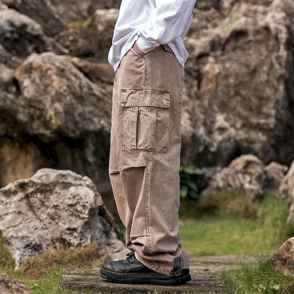 BLACKARMADA Unisex Baggy Cargo Pants – 100% Cotton, Wide Leg Work & Hiking Trousers