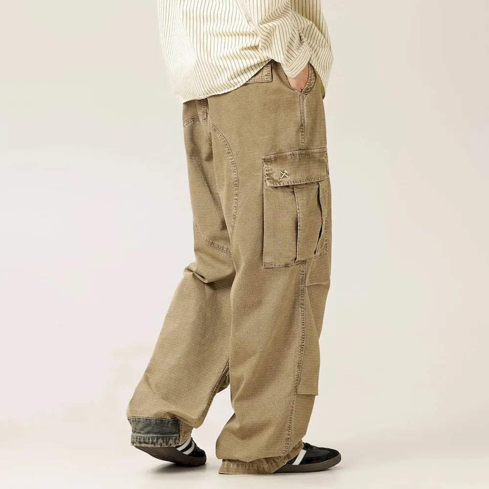 BLACKARMADA Unisex Baggy Cargo Pants – 100% Cotton, Wide Leg Work & Hiking Trousers