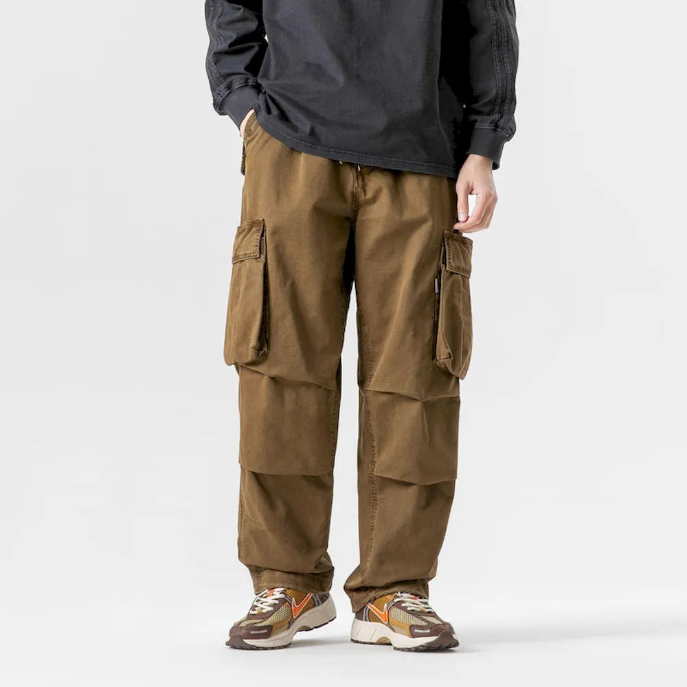 BLACKARMADA Unisex High-Waisted Baggy Cargo Pants - Stretch, Wide Leg, for Men & Women