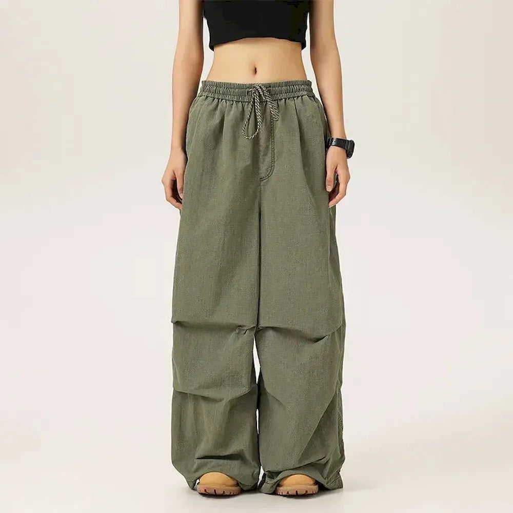 BLACKARMADA Unisex Baggy Paratrooper Pants – Lightweight Y2K Track Pants, Wide Leg