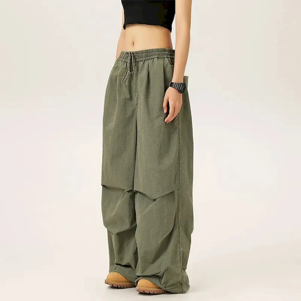 BLACKARMADA Unisex Baggy Paratrooper Pants – Lightweight Y2K Track Pants, Wide Leg