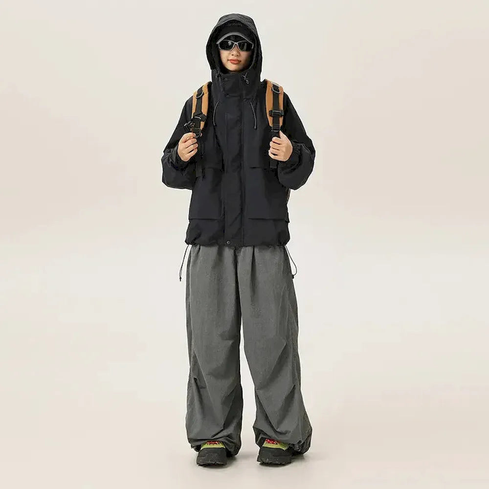 BLACKARMADA Unisex Baggy Paratrooper Pants – Lightweight Y2K Track Pants, Wide Leg