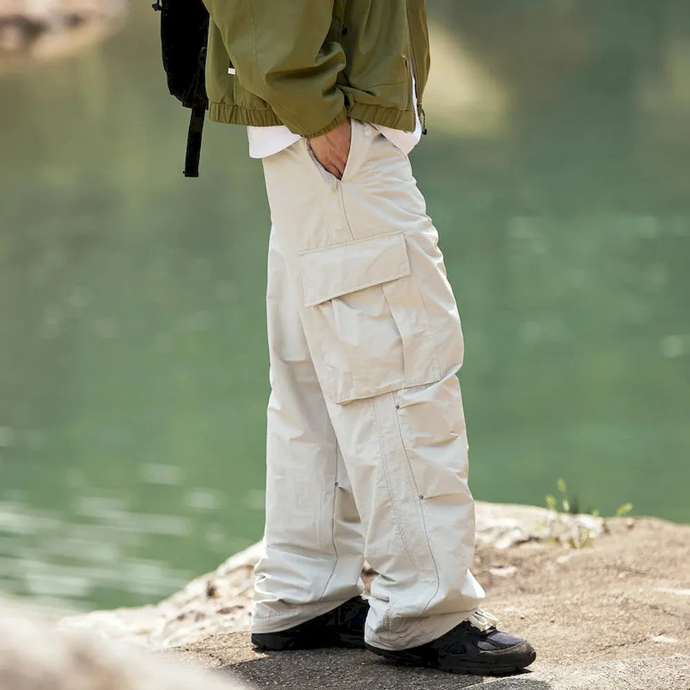 BLACKARMADA Unisex Baggy Parachute Cargo Pants – Lightweight, Wide Leg Work & Hiking
