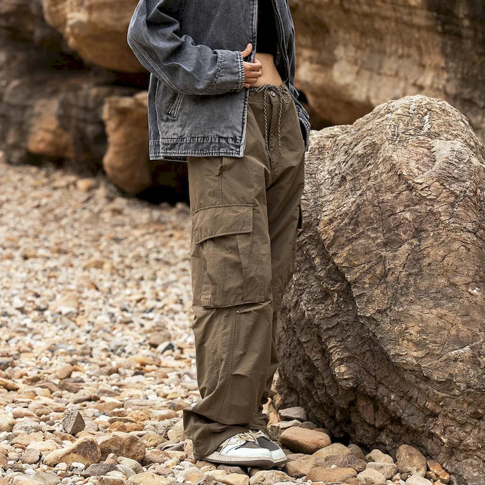 BLACKARMADA Unisex Baggy Parachute Cargo Pants – Lightweight, Wide Leg Work & Hiking