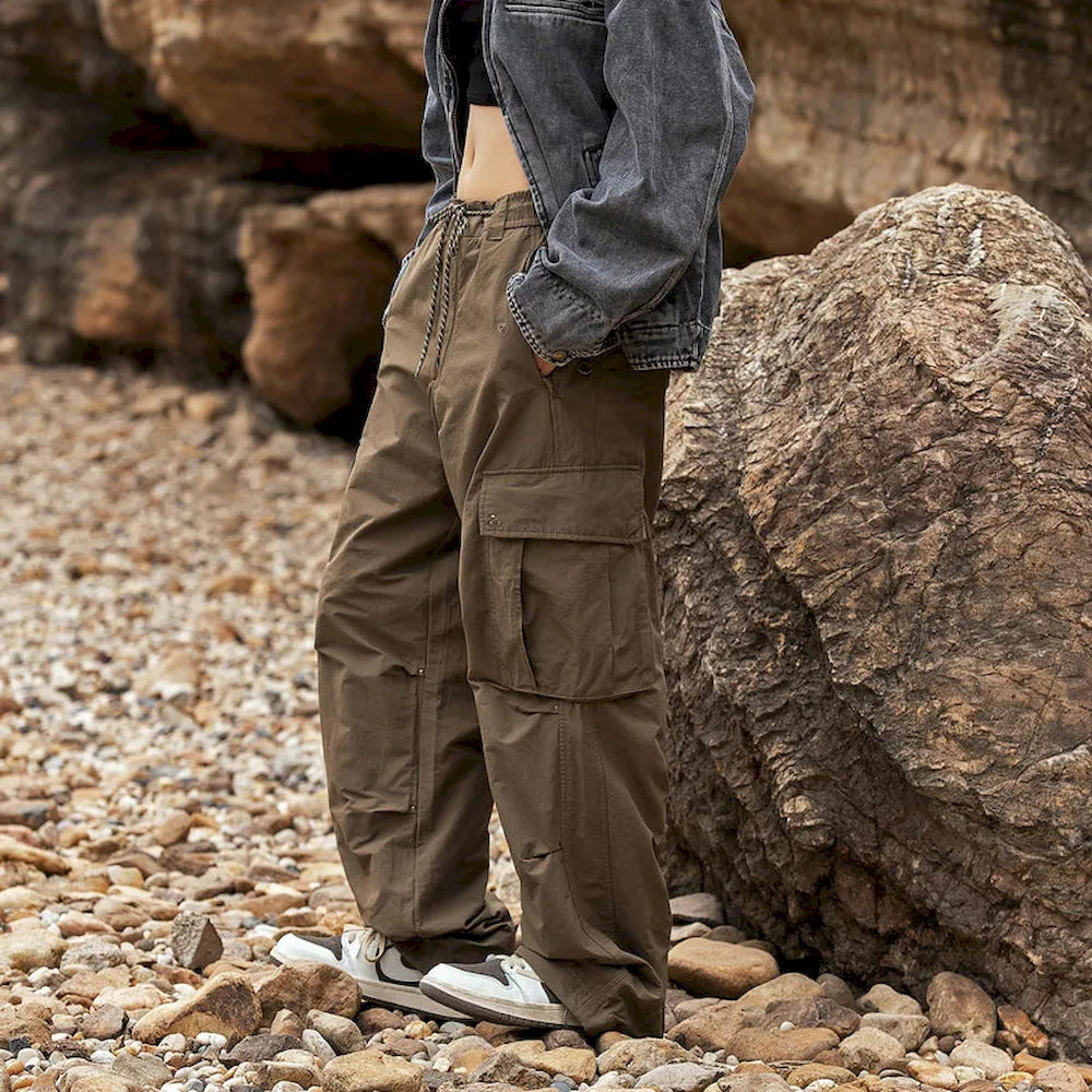 BLACKARMADA Unisex Baggy Parachute Cargo Pants – Lightweight, Wide Leg Work & Hiking