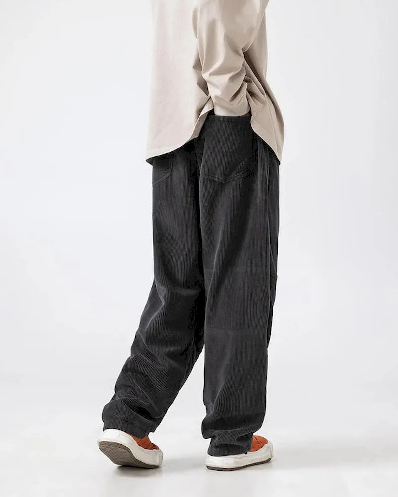 BLACKARMADA Unisex Oversized Corduroy Pants | Adjustable Waist & Cuffs, Retro Style