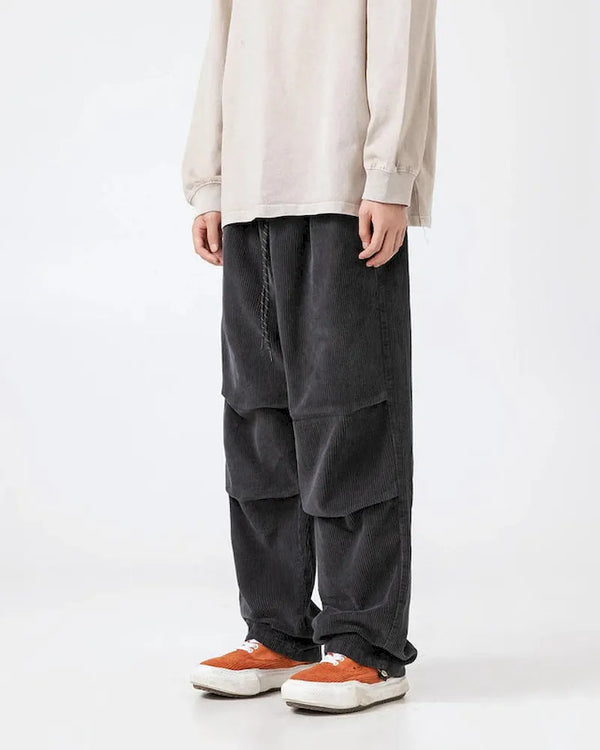 BLACKARMADA Unisex Oversized Corduroy Pants | Adjustable Waist & Cuffs, Retro Style