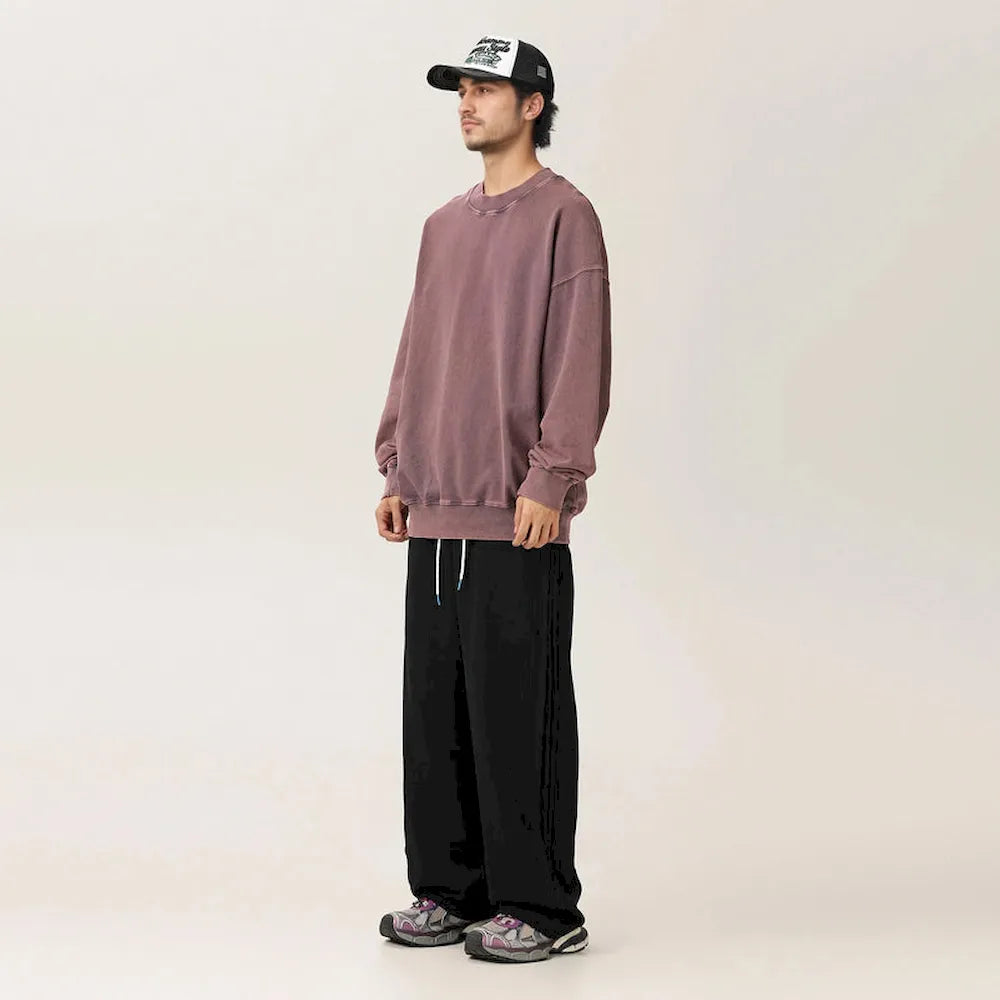 BLACKARMADA Washed Heavyweight Knit Pants - 100% Cotton Baggy Drawstring Sweatpants