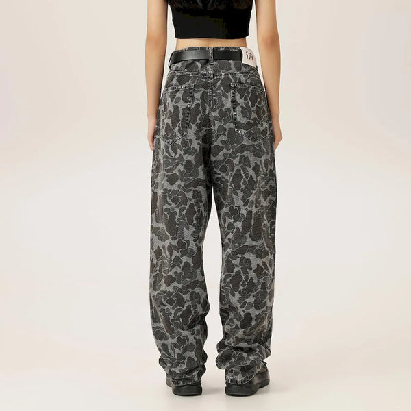 BLACKARMADA Unisex Camo Baggy Work Pants – Vintage Washed Heavy Cotton, Straight Leg