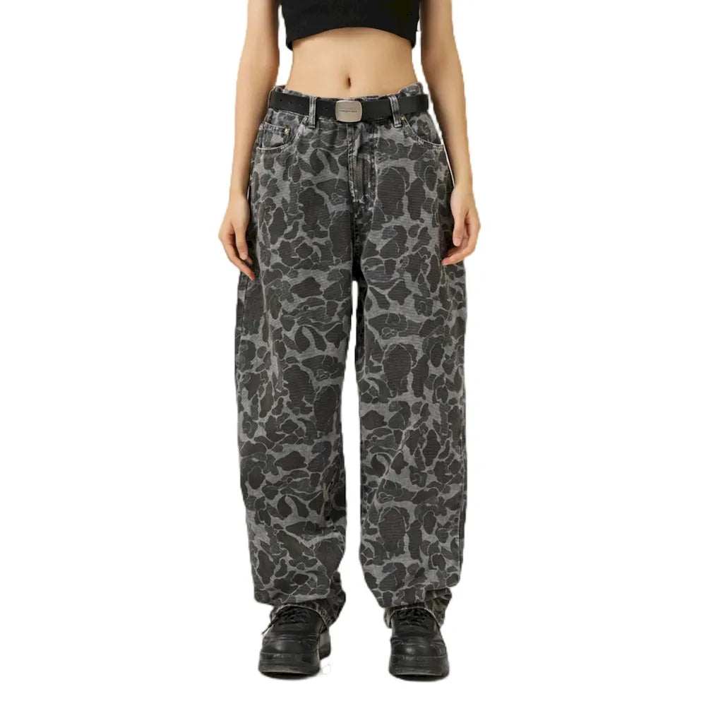 BLACKARMADA Unisex Camo Baggy Work Pants – Vintage Washed Heavy Cotton, Straight Leg