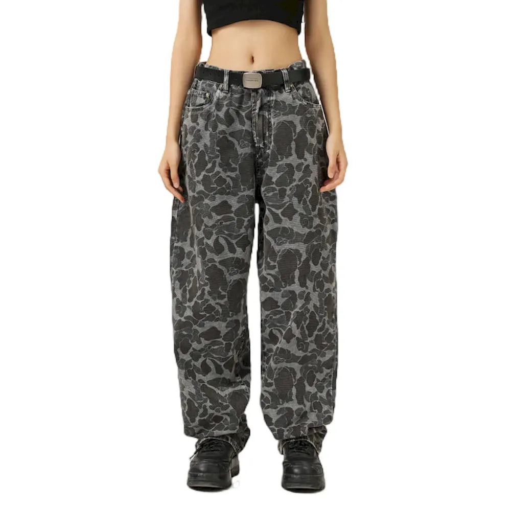 BLACKARMADA Unisex Camo Baggy Work Pants – Vintage Washed Heavy Cotton, Straight Leg