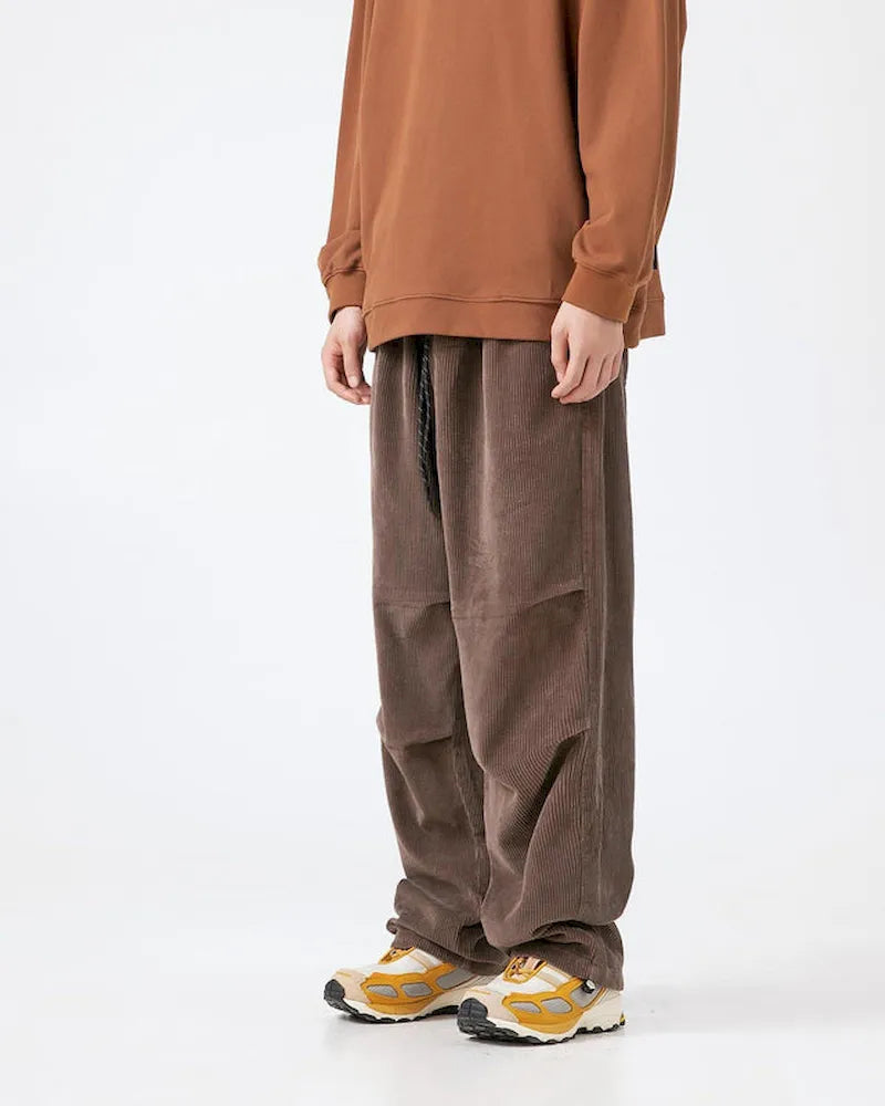 BLACKARMADA Unisex Oversized Corduroy Pants | Adjustable Waist & Cuffs, Retro Style