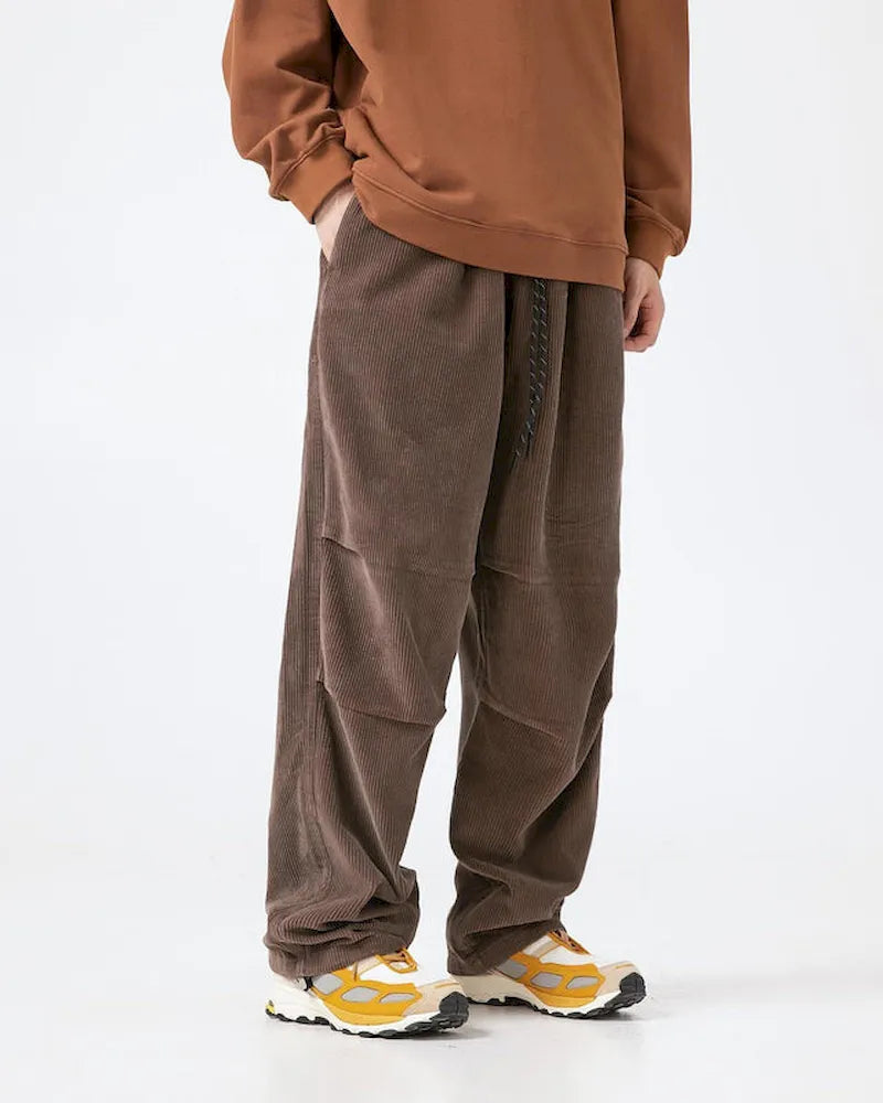 BLACKARMADA Unisex Oversized Corduroy Pants | Adjustable Waist & Cuffs, Retro Style