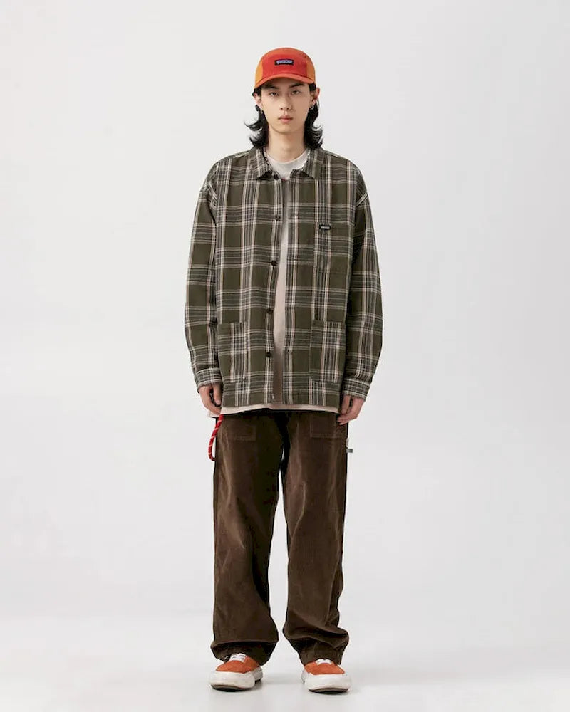 BLACKARMADA Men's Corduroy Work Pants | Retro Washed Relaxed Fit Cotton Spandex