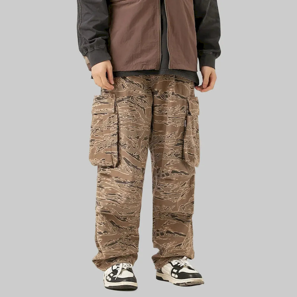 BLACKARMADA Vintage Camo Cargo Pants for Men | 100% Cotton Tactical Work Pants