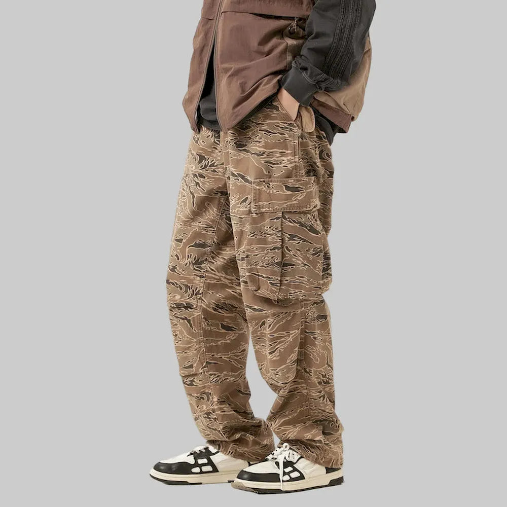 BLACKARMADA Vintage Camo Cargo Pants for Men | 100% Cotton Tactical Work Pants