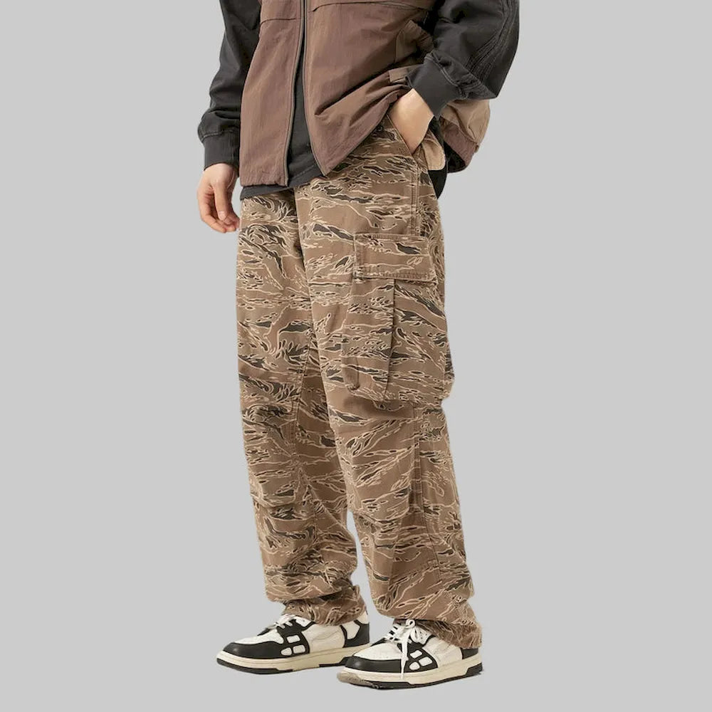 BLACKARMADA Vintage Camo Cargo Pants for Men | 100% Cotton Tactical Work Pants