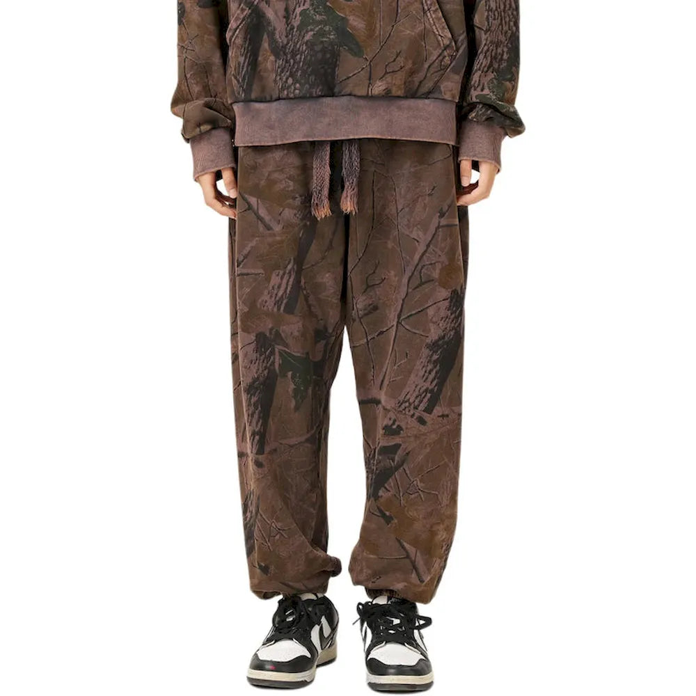 BLACKARMADA Men's Vintage Camo Jogger Pants - Heavy Cotton Drawstring Workwear