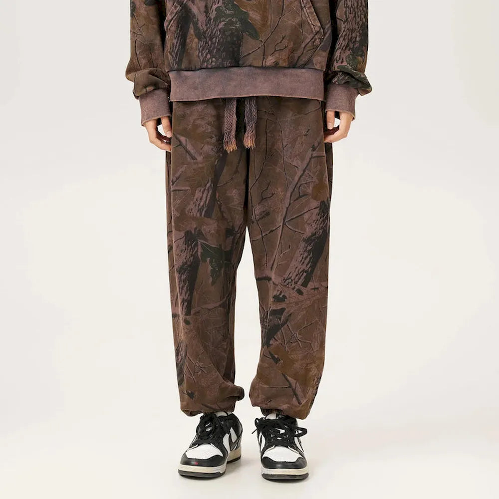 BLACKARMADA Men's Vintage Camo Jogger Pants - Heavy Cotton Drawstring Workwear