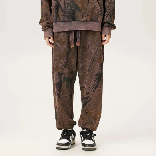 BLACKARMADA Men's Vintage Camo Jogger Pants - Heavy Cotton Drawstring Workwear