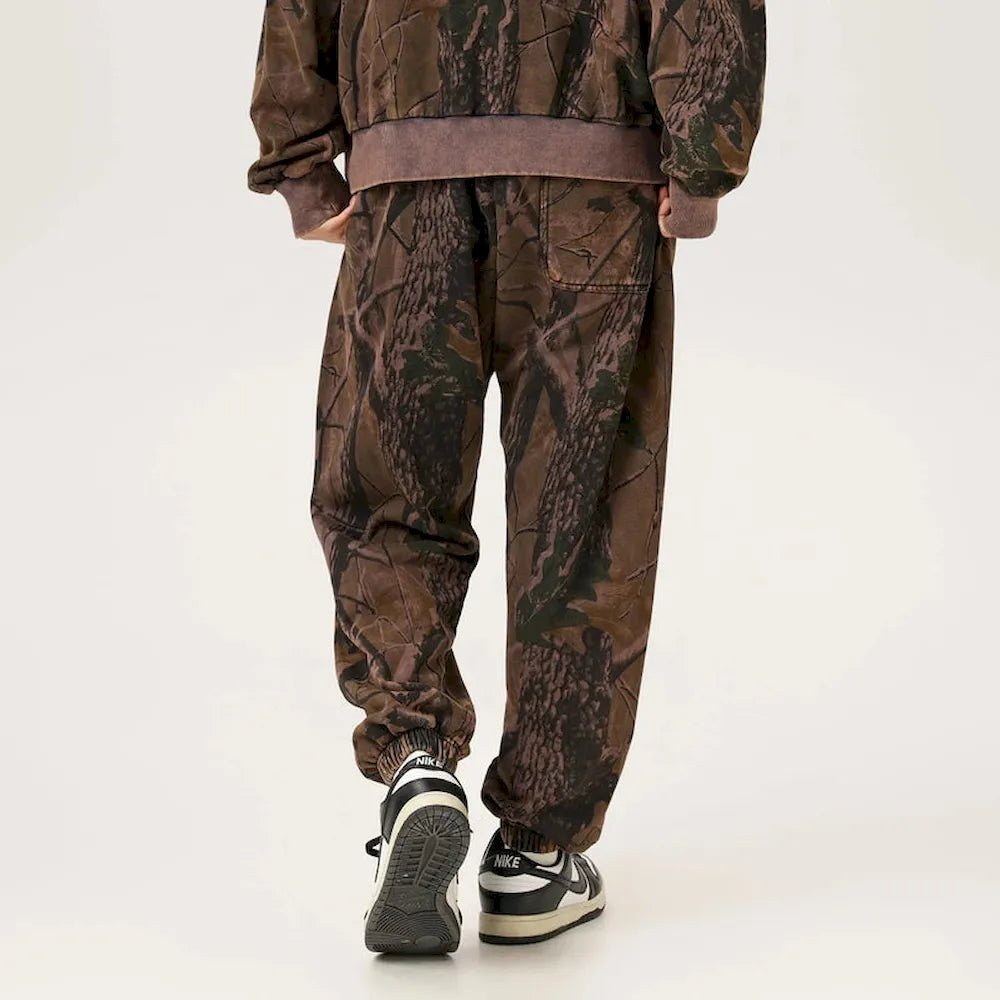 BLACKARMADA Men's Vintage Camo Jogger Pants - Heavy Cotton Drawstring Workwear