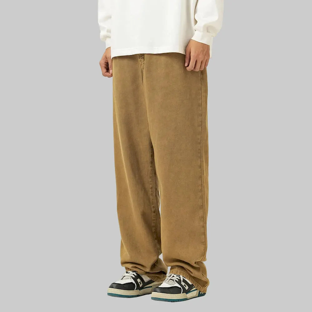 BLACKARMADA Unisex Vintage Washed Heavy Cotton Carpenter Cargo Pants ¨C Baggy Straight-Leg Workwear