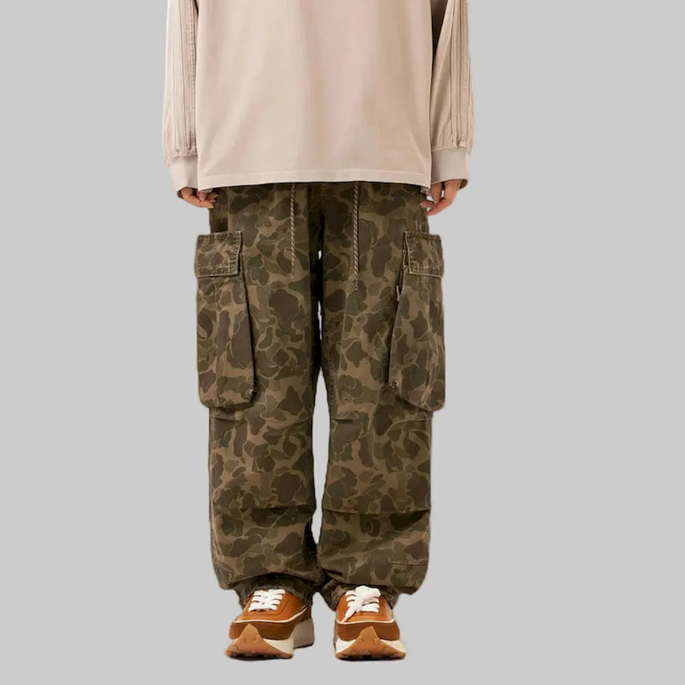 BLACKARMADA Vintage Camo Cargo Pants for Men | 100% Cotton Tactical Work Pants