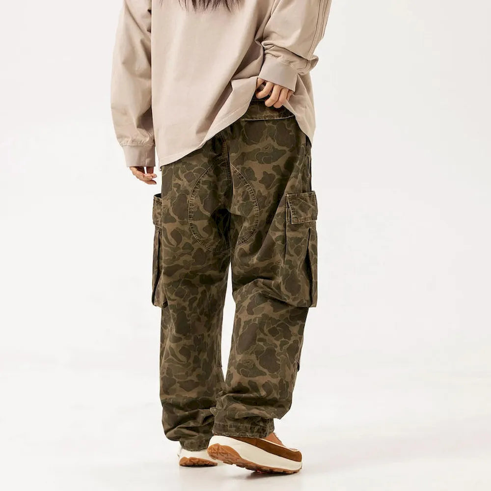 BLACKARMADA Vintage Camo Cargo Pants for Men | 100% Cotton Tactical Work Pants