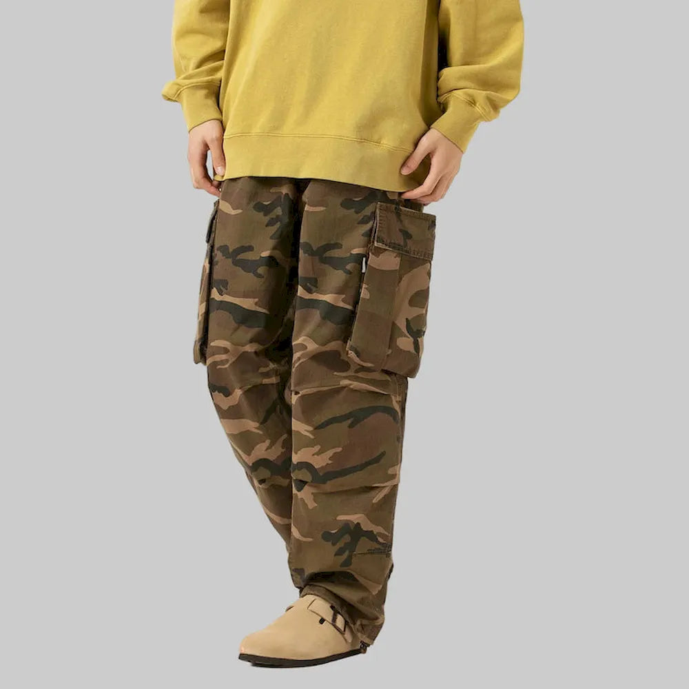 BLACKARMADA Vintage Camo Cargo Pants for Men | 100% Cotton Tactical Work Pants