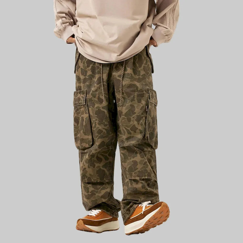 BLACKARMADA Vintage Camo Cargo Pants for Men | 100% Cotton Tactical Work Pants