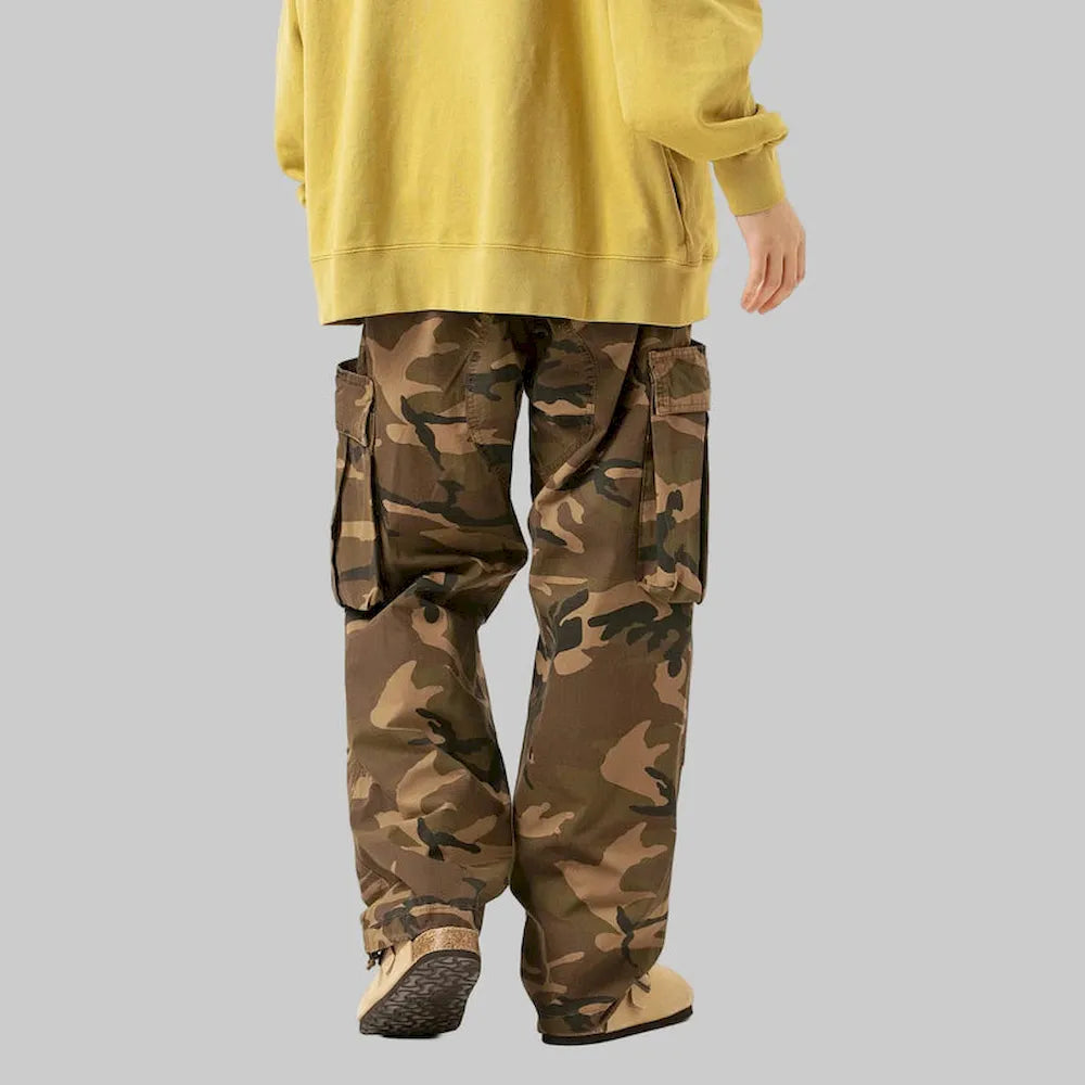 BLACKARMADA Vintage Camo Cargo Pants for Men | 100% Cotton Tactical Work Pants