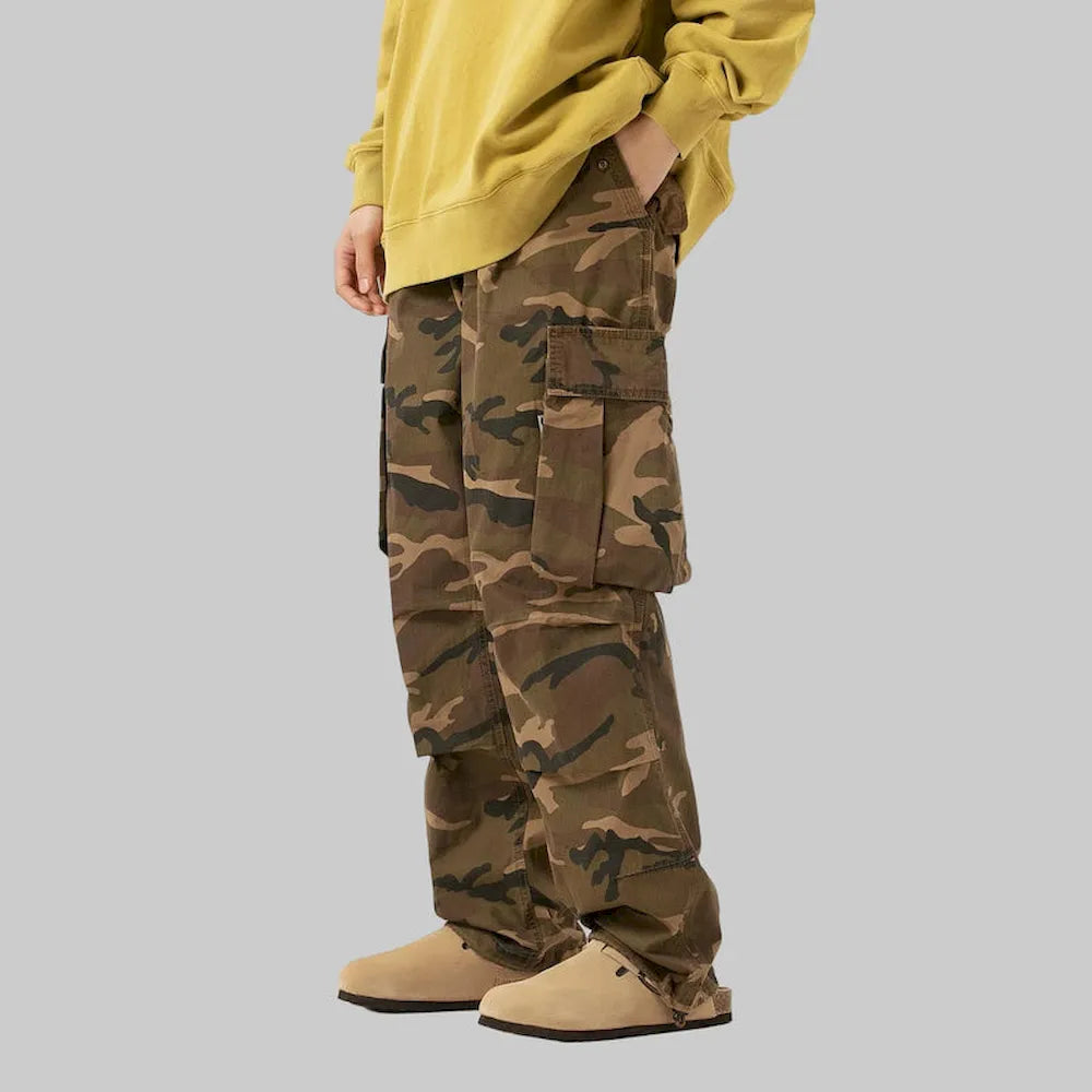 BLACKARMADA Vintage Camo Cargo Pants for Men | 100% Cotton Tactical Work Pants