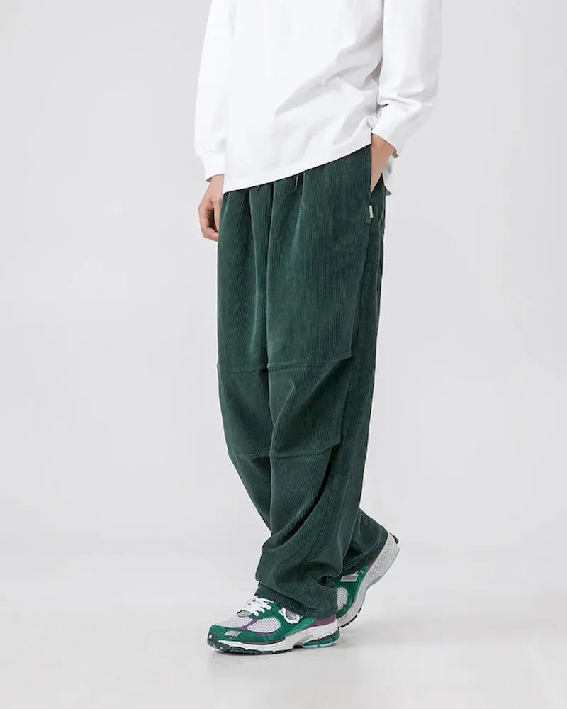 BLACKARMADA Unisex Oversized Corduroy Pants | Adjustable Waist & Cuffs, Retro Style
